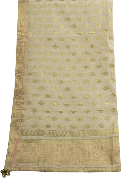 Sanskriti Vintage Dupatta/Stole OffWhite Blend Cotton Zari Woven Maheshwari Veil