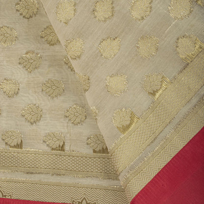 Sanskriti Vintage Dupatta/Stole OffWhite Blend Cotton Zari Woven Maheshwari Veil