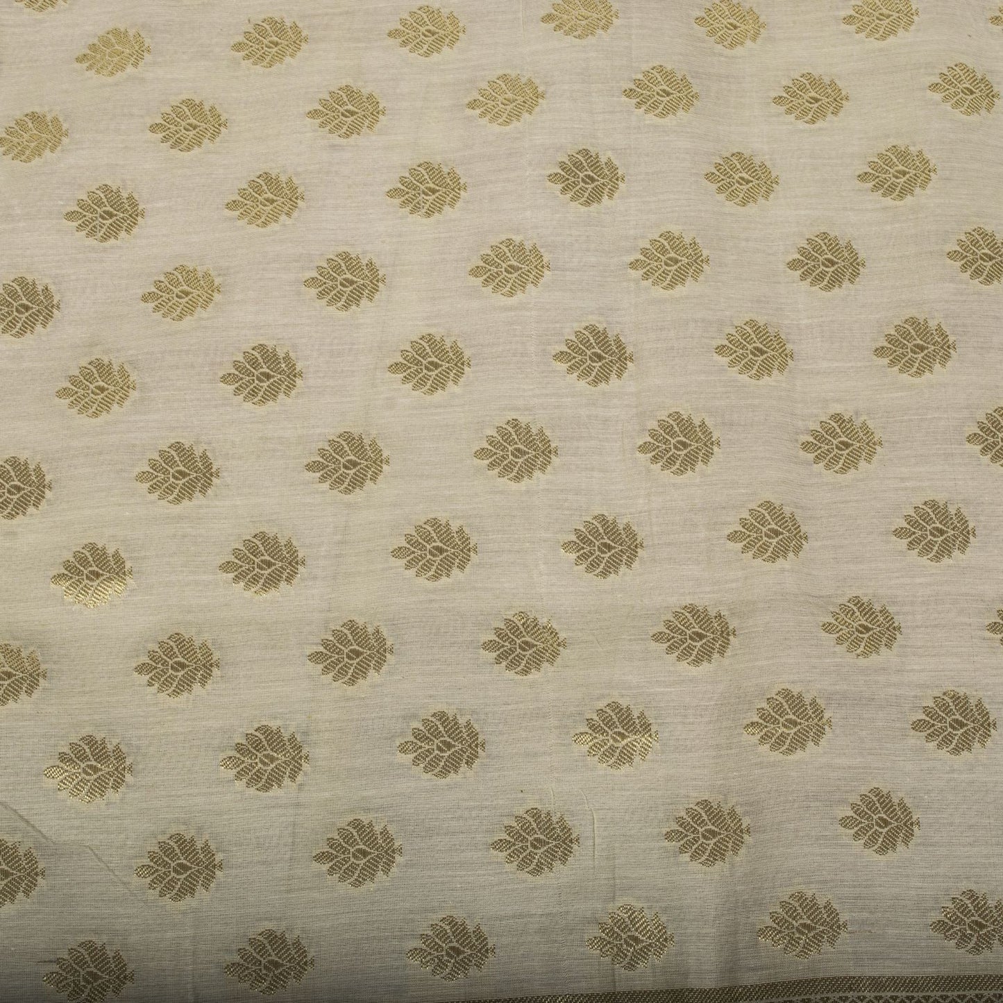 Sanskriti Vintage Dupatta/Stole OffWhite Blend Cotton Zari Woven Maheshwari Veil