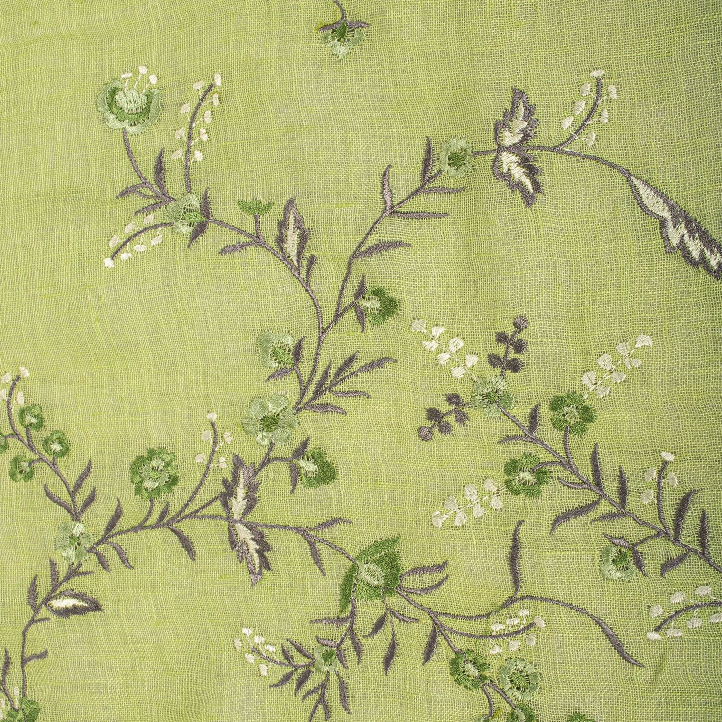Sanskriti Vintage Dupatta/Stole Green Pure Cotton Embroidered-Hand-Woven Fabric