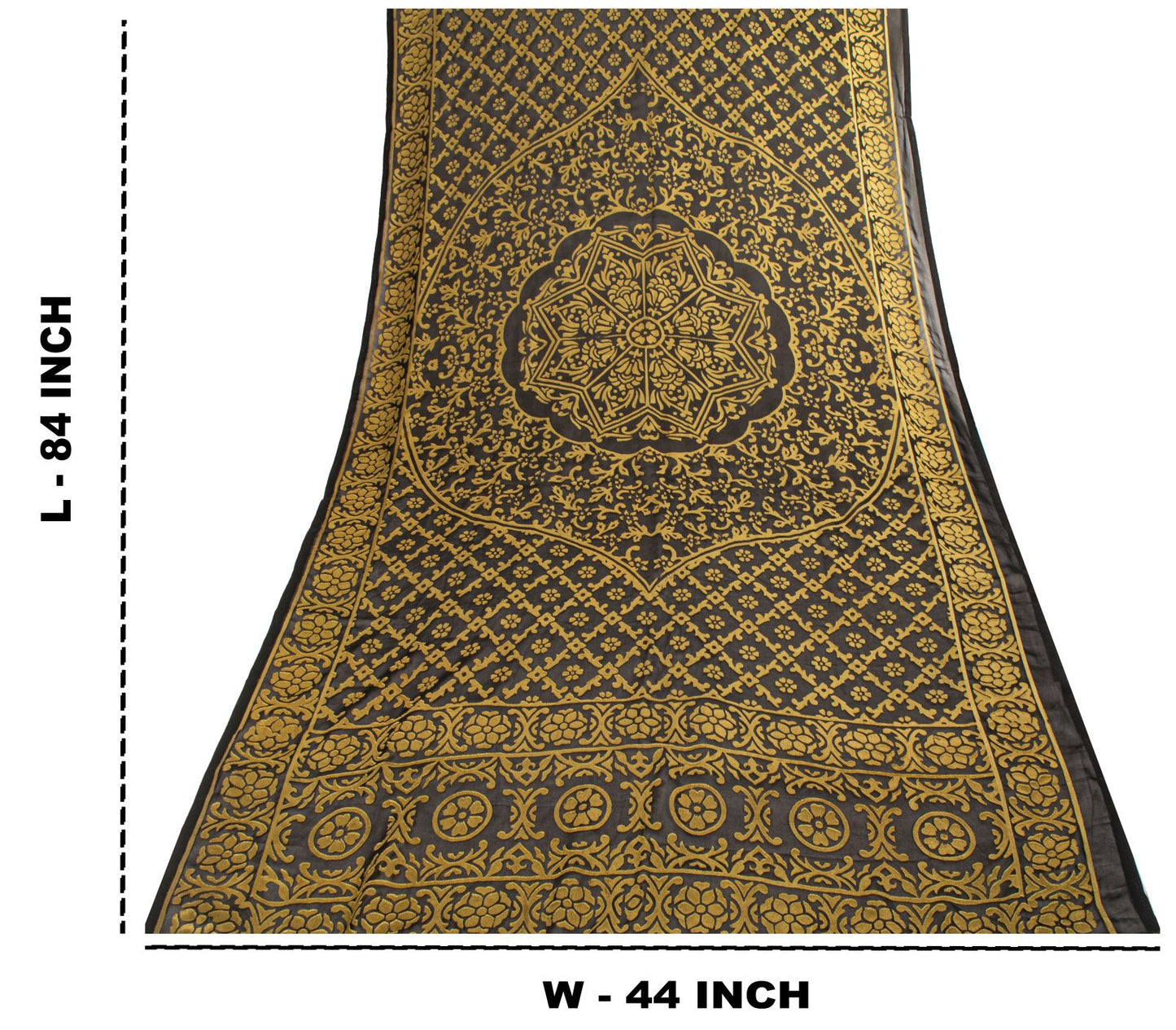 Sanskriti Vintage Dupatta/Stole Black Georgette Brocade Woven Floral Indian Veil