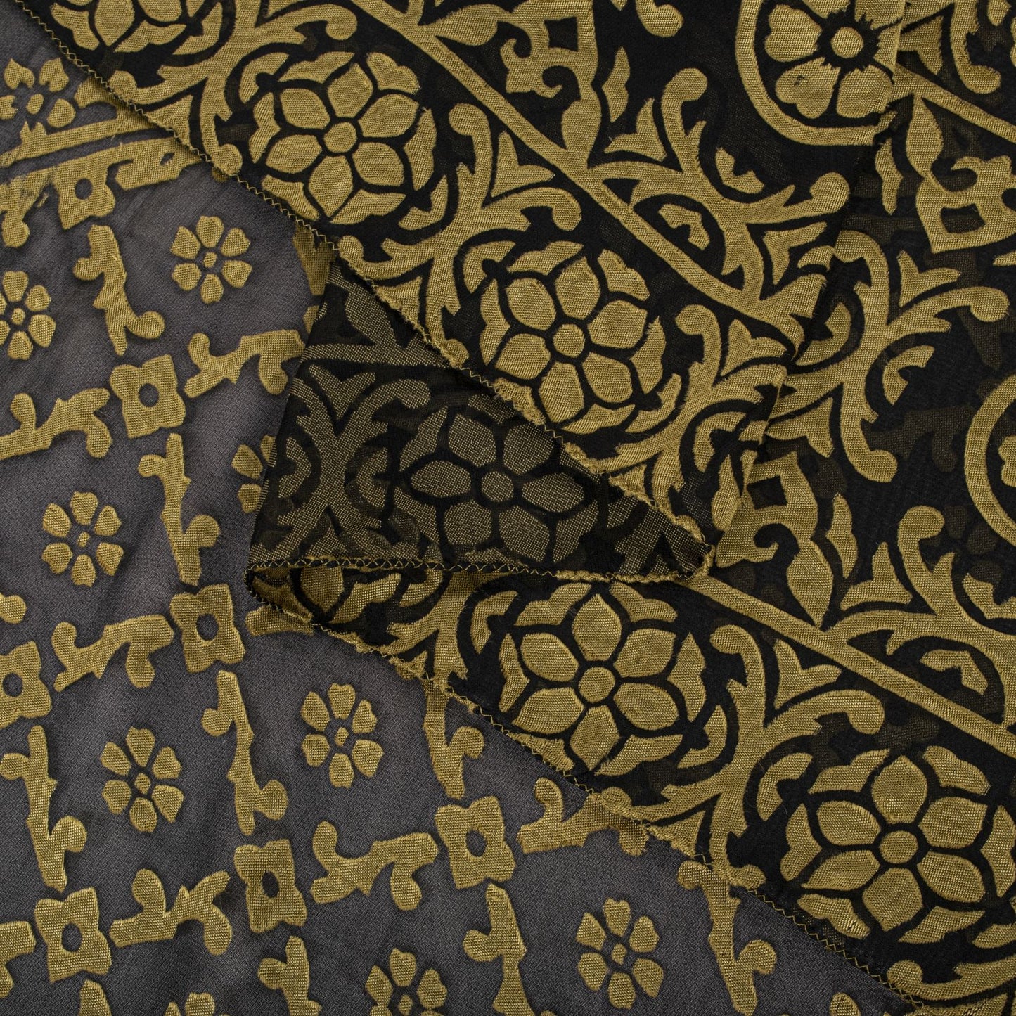 Sanskriti Vintage Dupatta/Stole Black Georgette Brocade Woven Floral Indian Veil