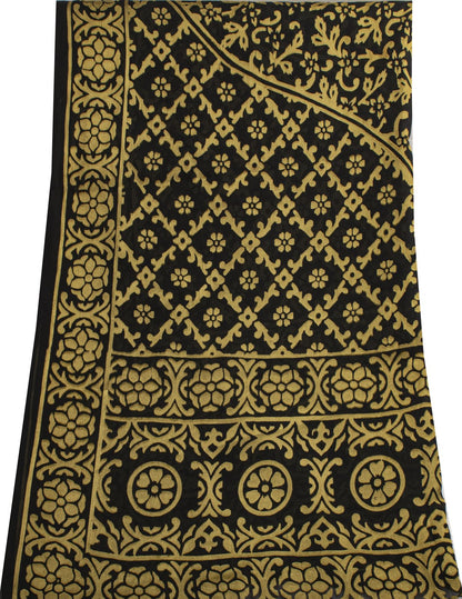 Sanskriti Vintage Dupatta/Stole Black Georgette Brocade Woven Floral Indian Veil