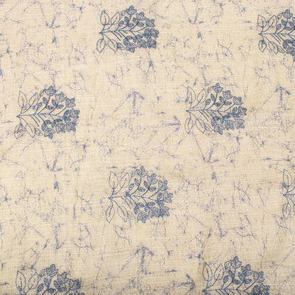 Sanskriti Vintage Dupatta/Stole Off-White-Blue Cotton Batik-Embroidered Veil