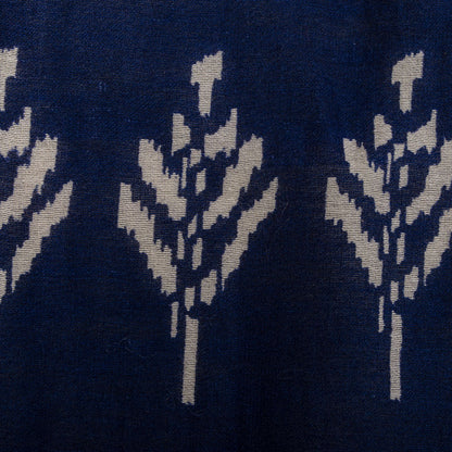 Sanskriti Vintage Dupatta/Stole Blue Cotton Silk Chanderi Ikat Print-Zari Woven