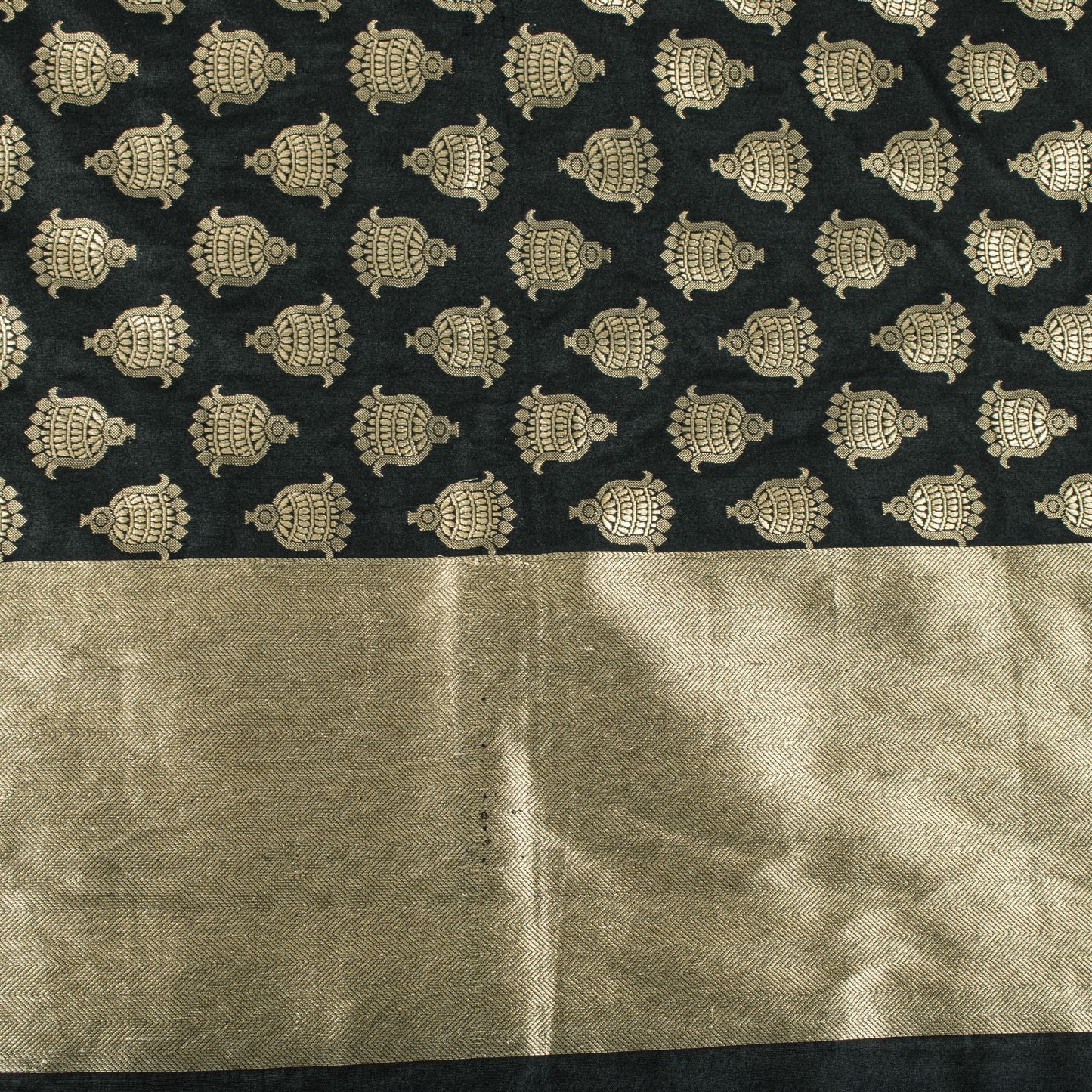 Sanskriti Vintage Dupatta/Stole Black Art Silk Brocade Zari Woven Ornament Veil