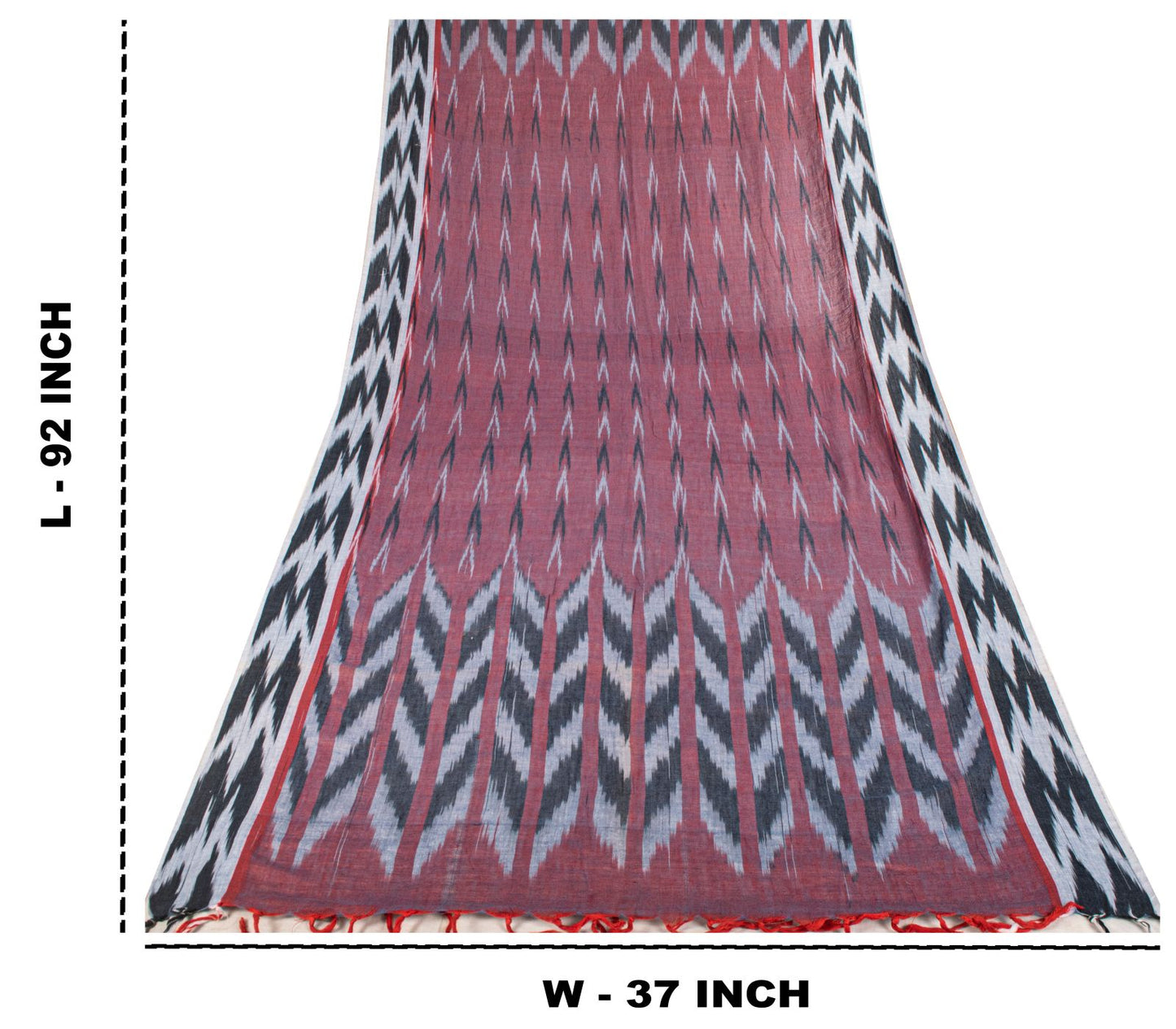 Sanskriti Vintage Dupatta/Stole Maroon Pure Cotton Ikat Hand Woven Sambhalpuri