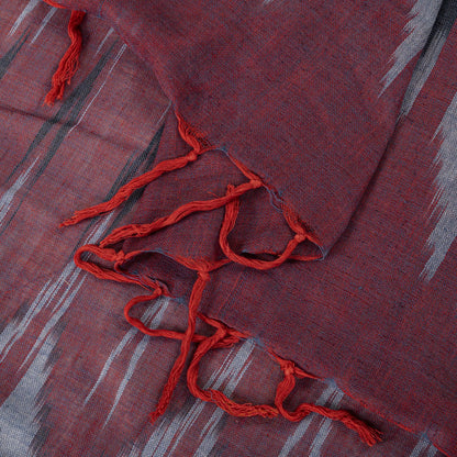 Sanskriti Vintage Dupatta/Stole Maroon Pure Cotton Ikat Hand Woven Sambhalpuri