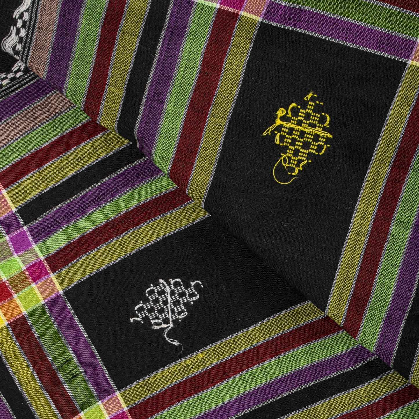 Sanskriti Vintage Dupatta/Stole Black Cotton Kotpad Hand Woven Odisha Soft Veil
