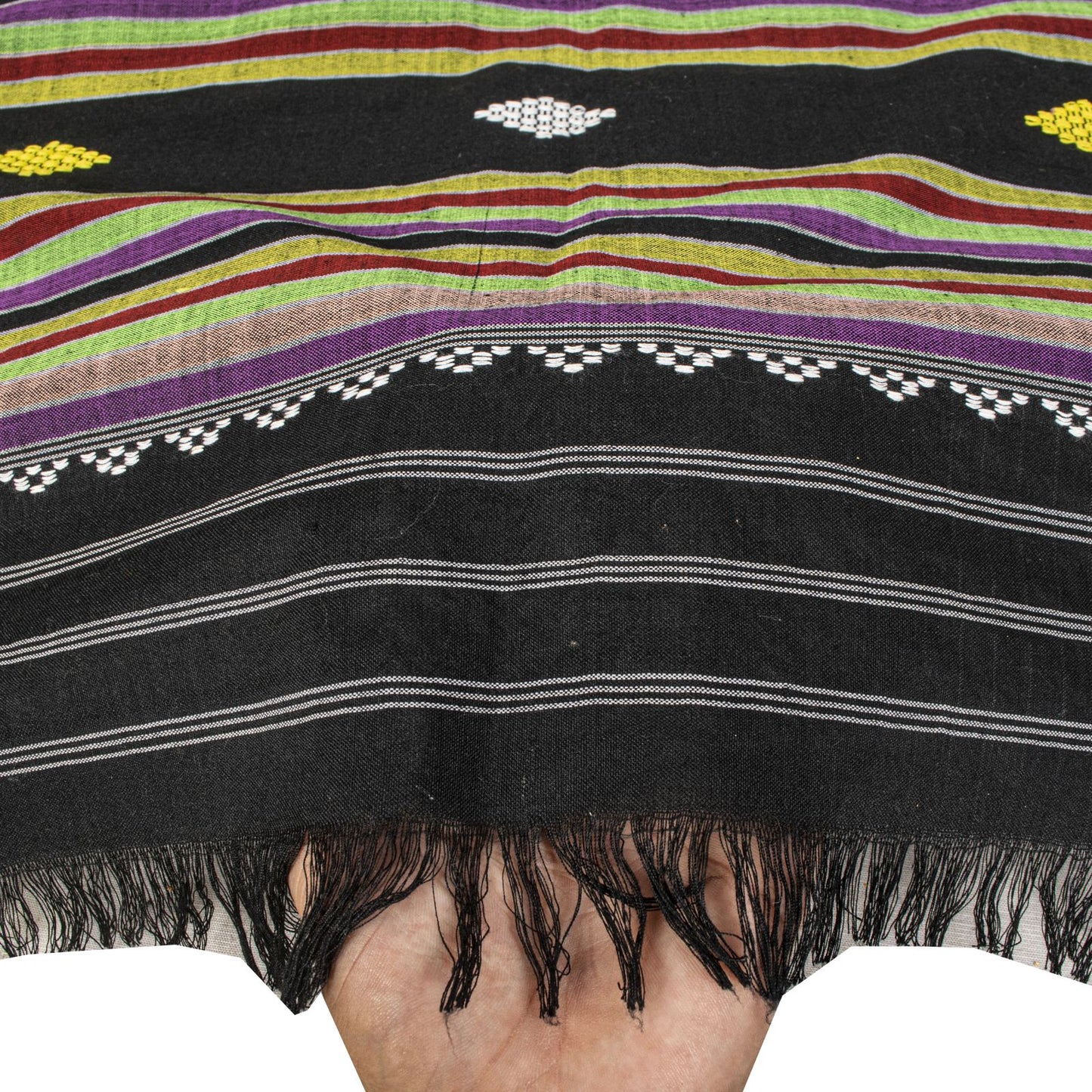 Sanskriti Vintage Dupatta/Stole Black Cotton Kotpad Hand Woven Odisha Soft Veil