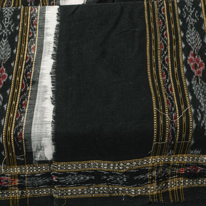 Sanskriti Vintage Dupatta/Stole Black-White Pure Cotton Sambhalpuri Hand Woven