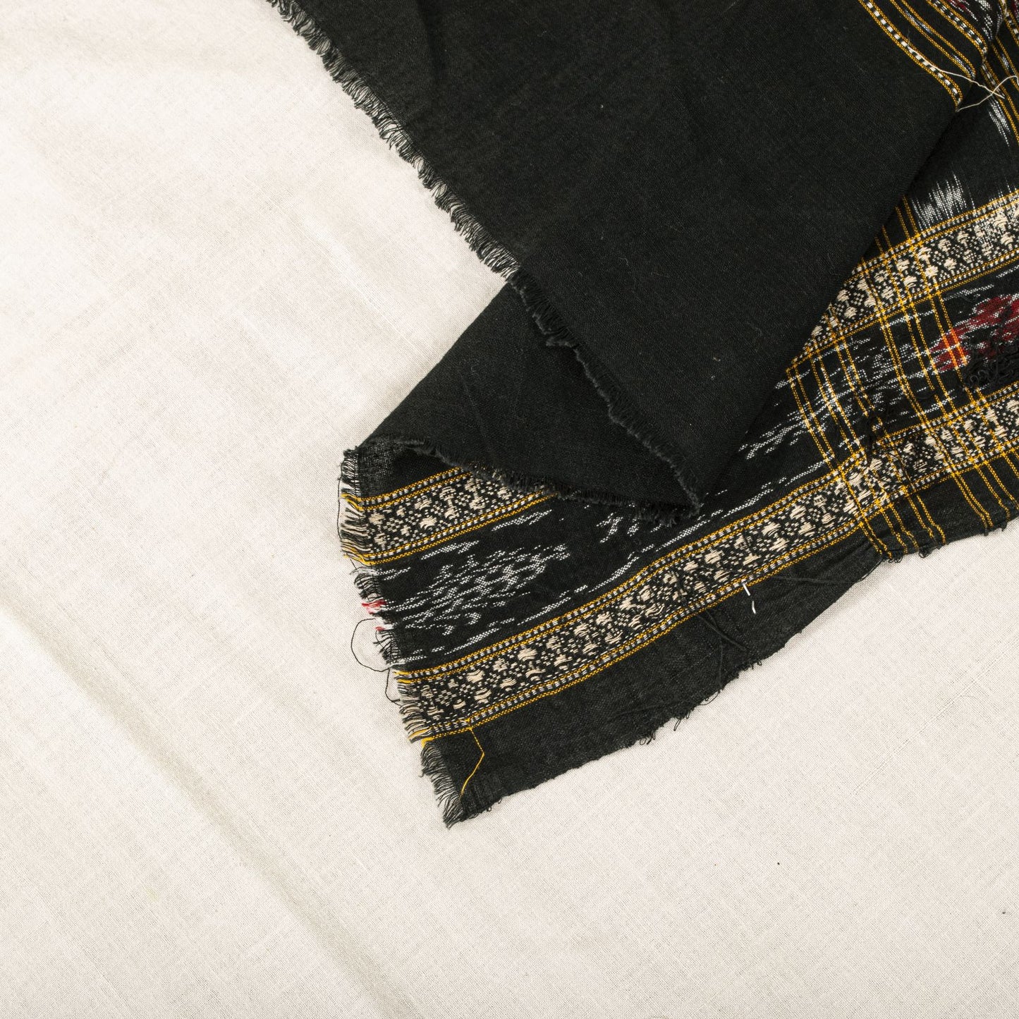 Sanskriti Vintage Dupatta/Stole Black-White Pure Cotton Sambhalpuri Hand Woven