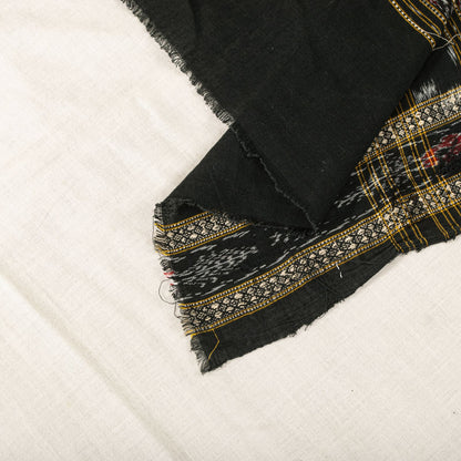 Sanskriti Vintage Dupatta/Stole Black-White Pure Cotton Sambhalpuri Hand Woven