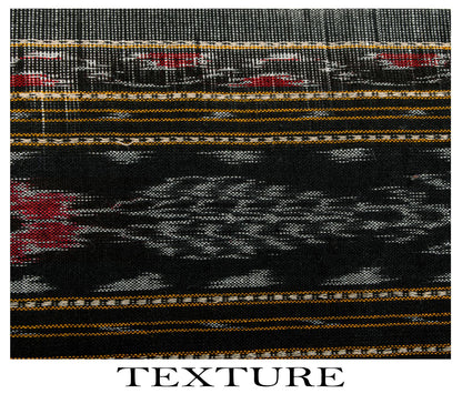 Sanskriti Vintage Dupatta/Stole Black-White Pure Cotton Sambhalpuri Hand Woven