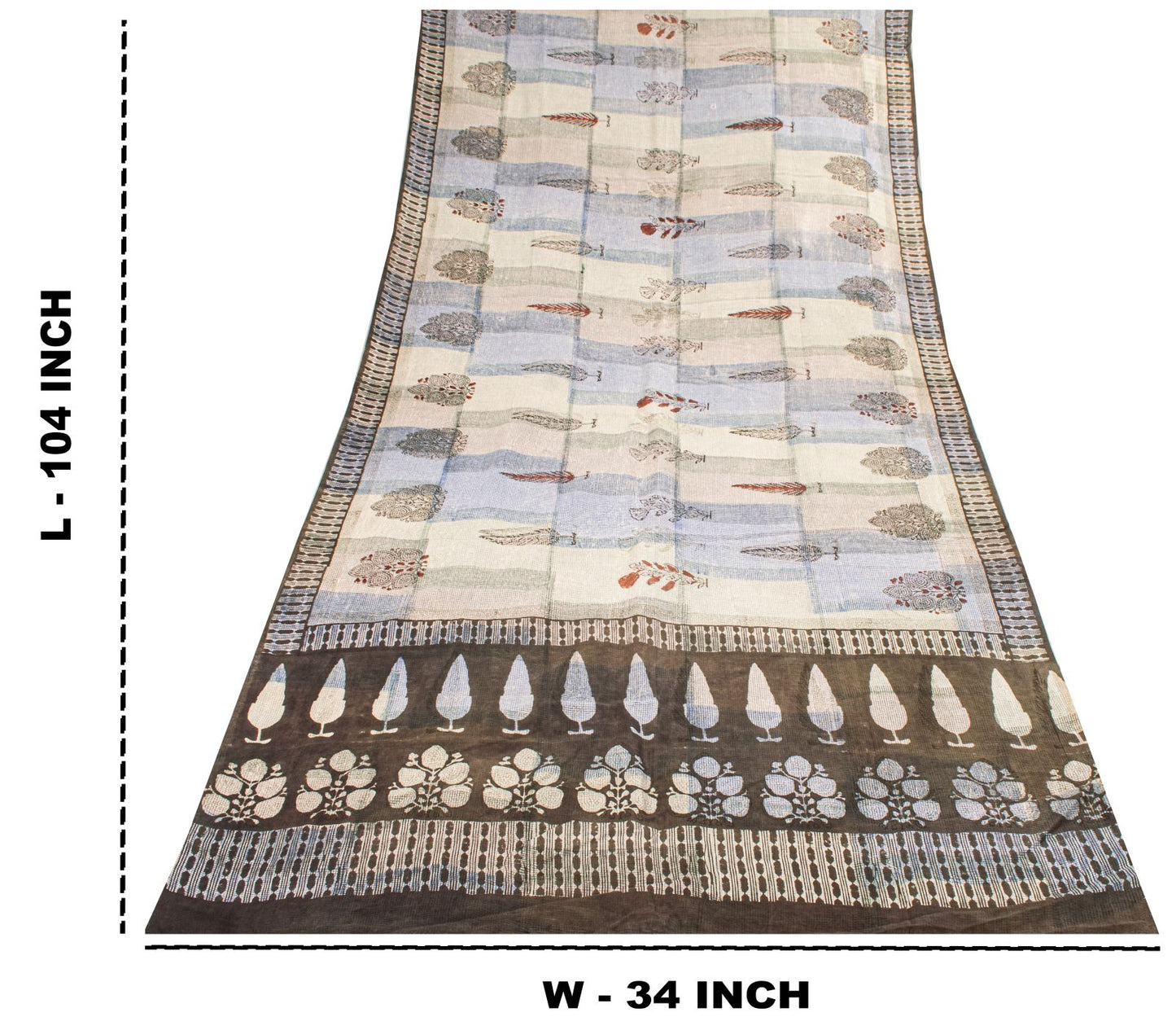 Sanskriti Vintage Dupatta/Stole Gray Pure Cotton Dabu Hand Block Printed Floral