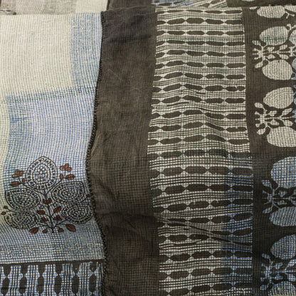Sanskriti Vintage Dupatta/Stole Gray Pure Cotton Dabu Hand Block Printed Floral