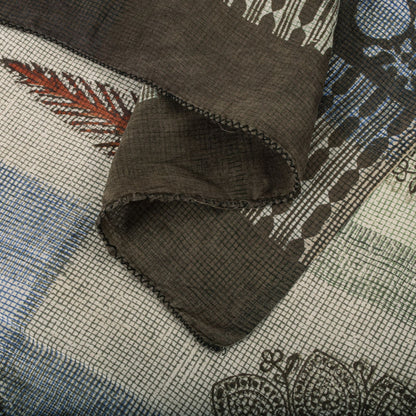 Sanskriti Vintage Dupatta/Stole Gray Pure Cotton Dabu Hand Block Printed Floral