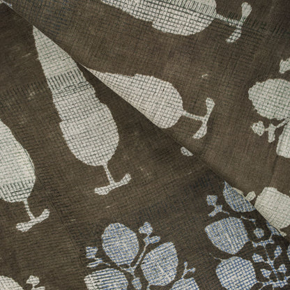 Sanskriti Vintage Dupatta/Stole Gray Pure Cotton Dabu Hand Block Printed Floral