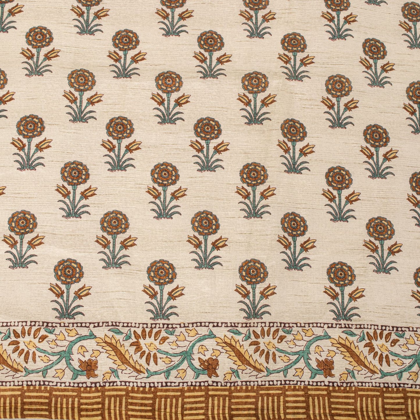 Sanskriti Vintage Dupatta/Stole Off-White Art Silk Sanganeri Style Block Printed