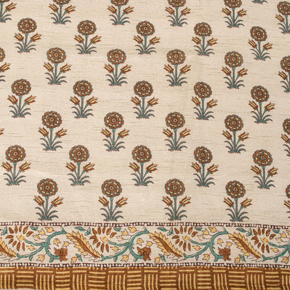 Sanskriti Vintage Dupatta/Stole Off-White Art Silk Sanganeri Style Block Printed