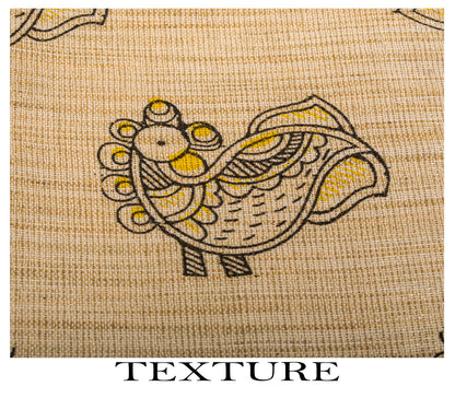 Sanskriti Vintage Dupatta/Stole Beige Blend Cotton Madhubani Print Peacock Veil