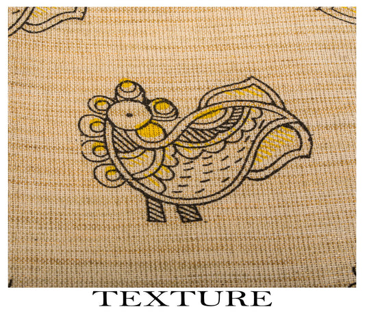 Sanskriti Vintage Dupatta/Stole Beige Blend Cotton Madhubani Print Peacock Veil