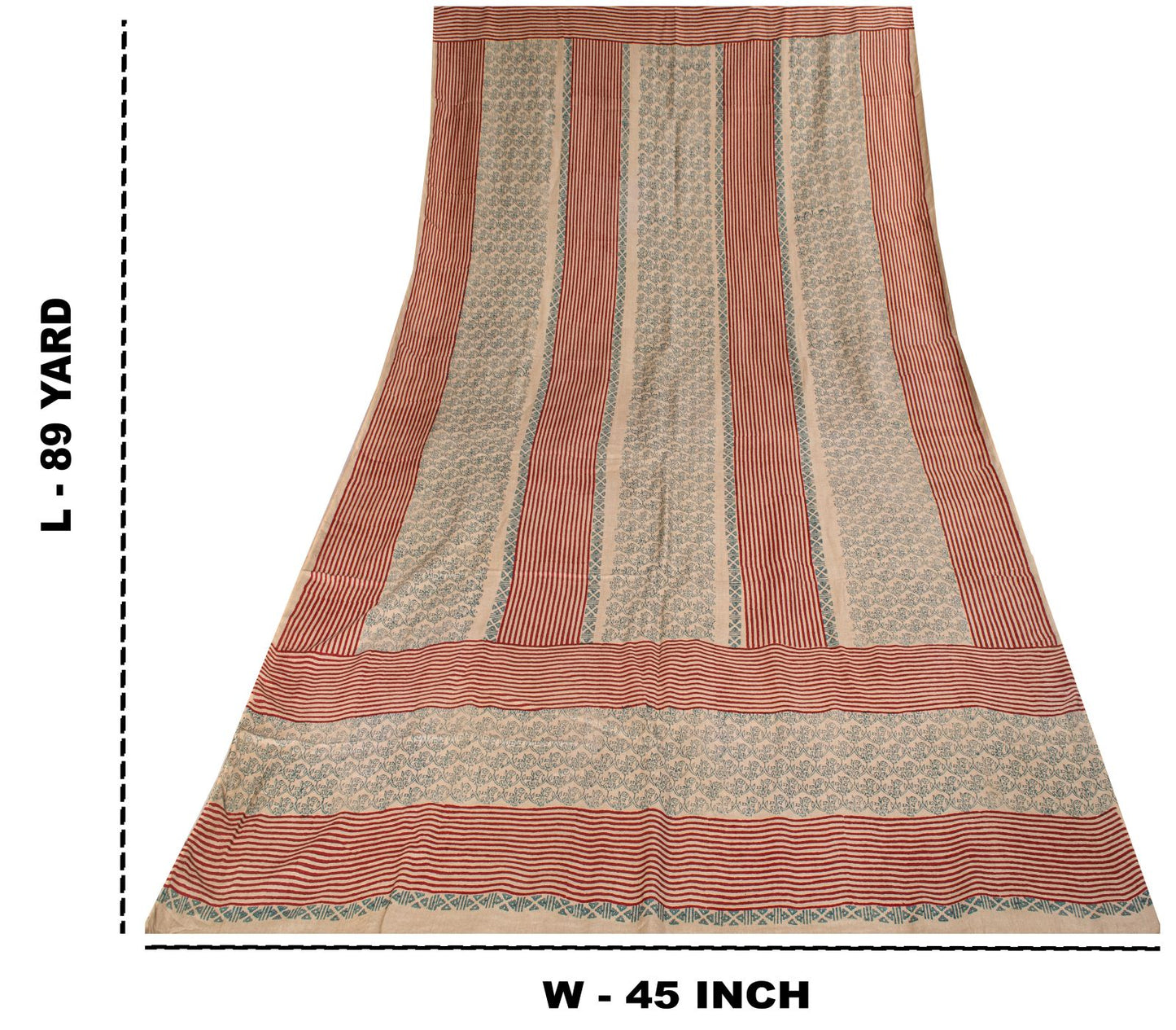 Sanskriti Vintage Dupatta/Stole Silver-Gray Pure Cotton Hand Block Printed Veil