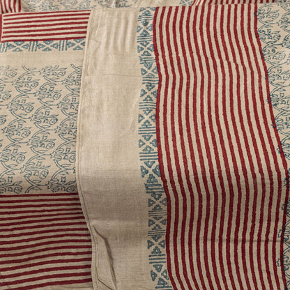 Sanskriti Vintage Dupatta/Stole Silver-Gray Pure Cotton Hand Block Printed Veil