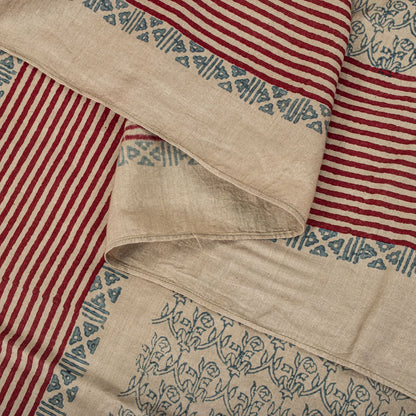 Sanskriti Vintage Dupatta/Stole Silver-Gray Pure Cotton Hand Block Printed Veil