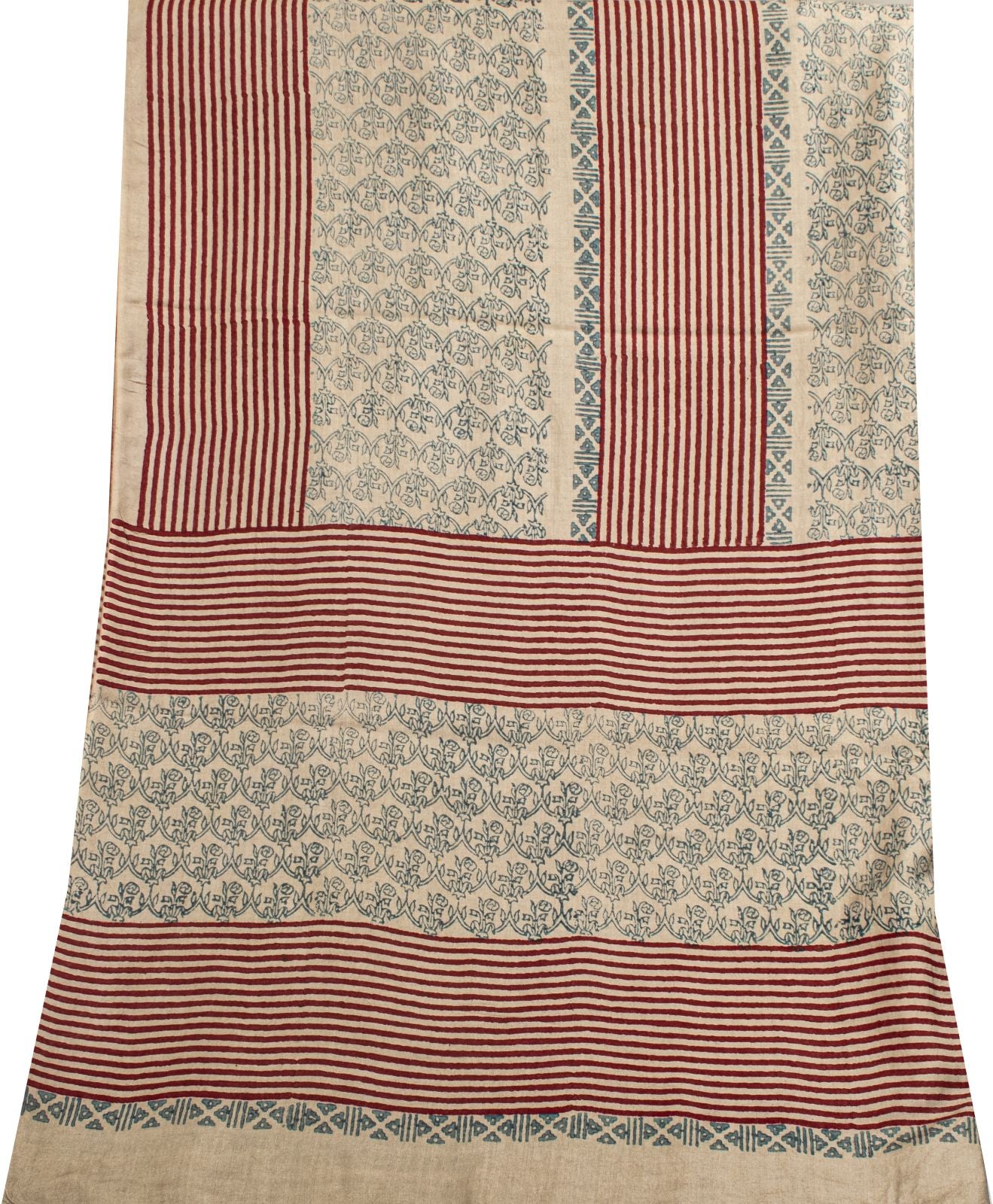 Sanskriti Vintage Dupatta/Stole Silver-Gray Pure Cotton Hand Block Printed Veil