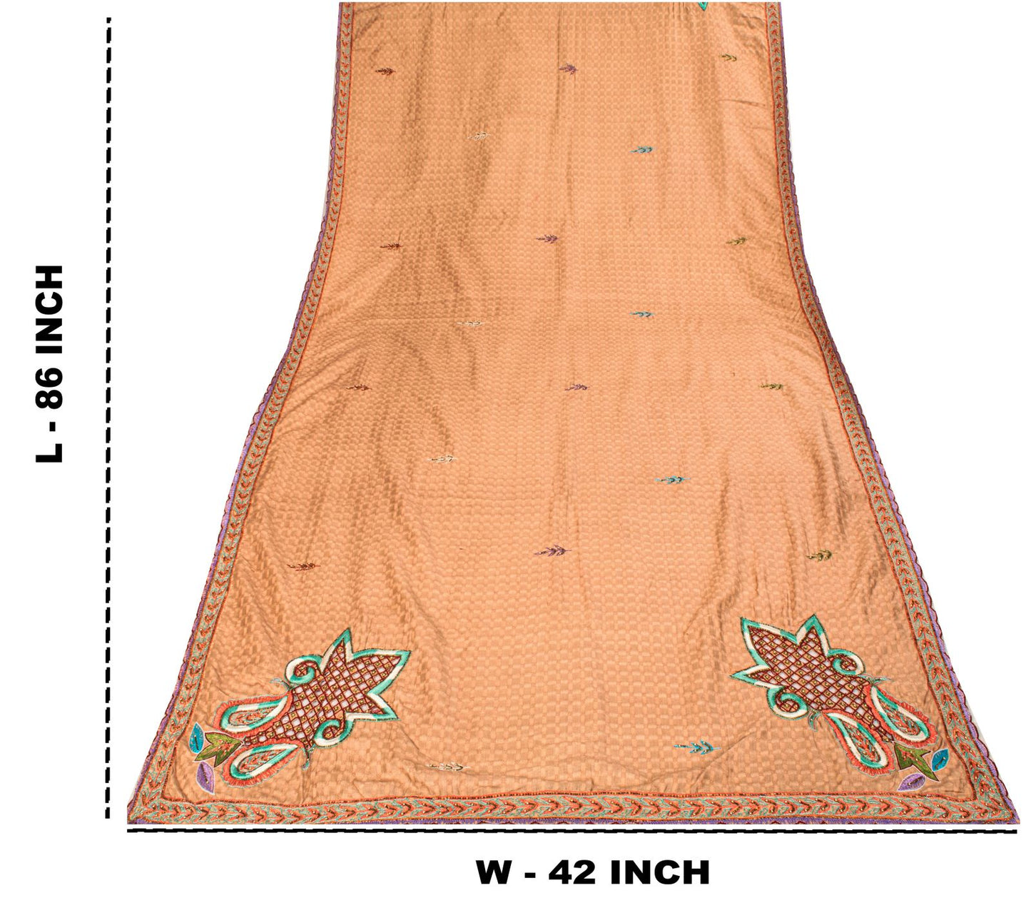 Sanskriti Vintage Dupatta/Stole Beige Pure Cotton Hand Beaded-Hand Woven Veil