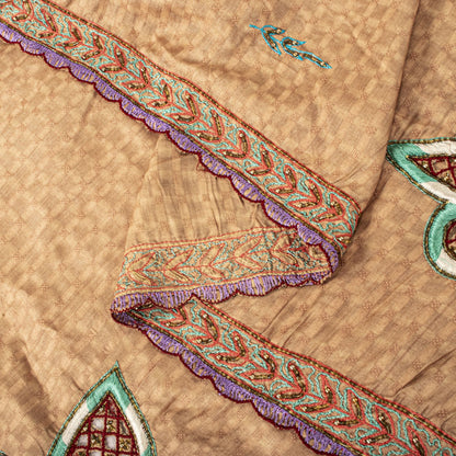 Sanskriti Vintage Dupatta/Stole Beige Pure Cotton Hand Beaded-Hand Woven Veil