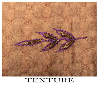 Sanskriti Vintage Dupatta/Stole Beige Pure Cotton Hand Beaded-Hand Woven Veil