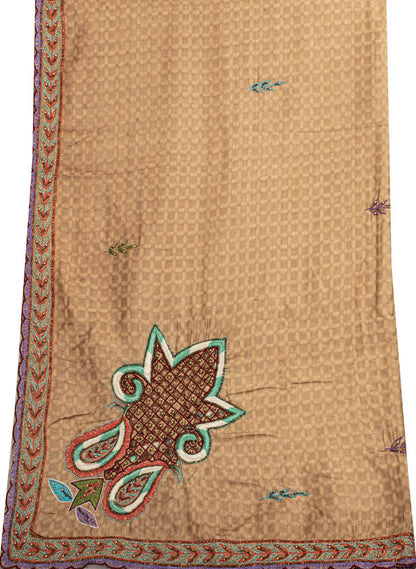 Sanskriti Vintage Dupatta/Stole Beige Pure Cotton Hand Beaded-Hand Woven Veil