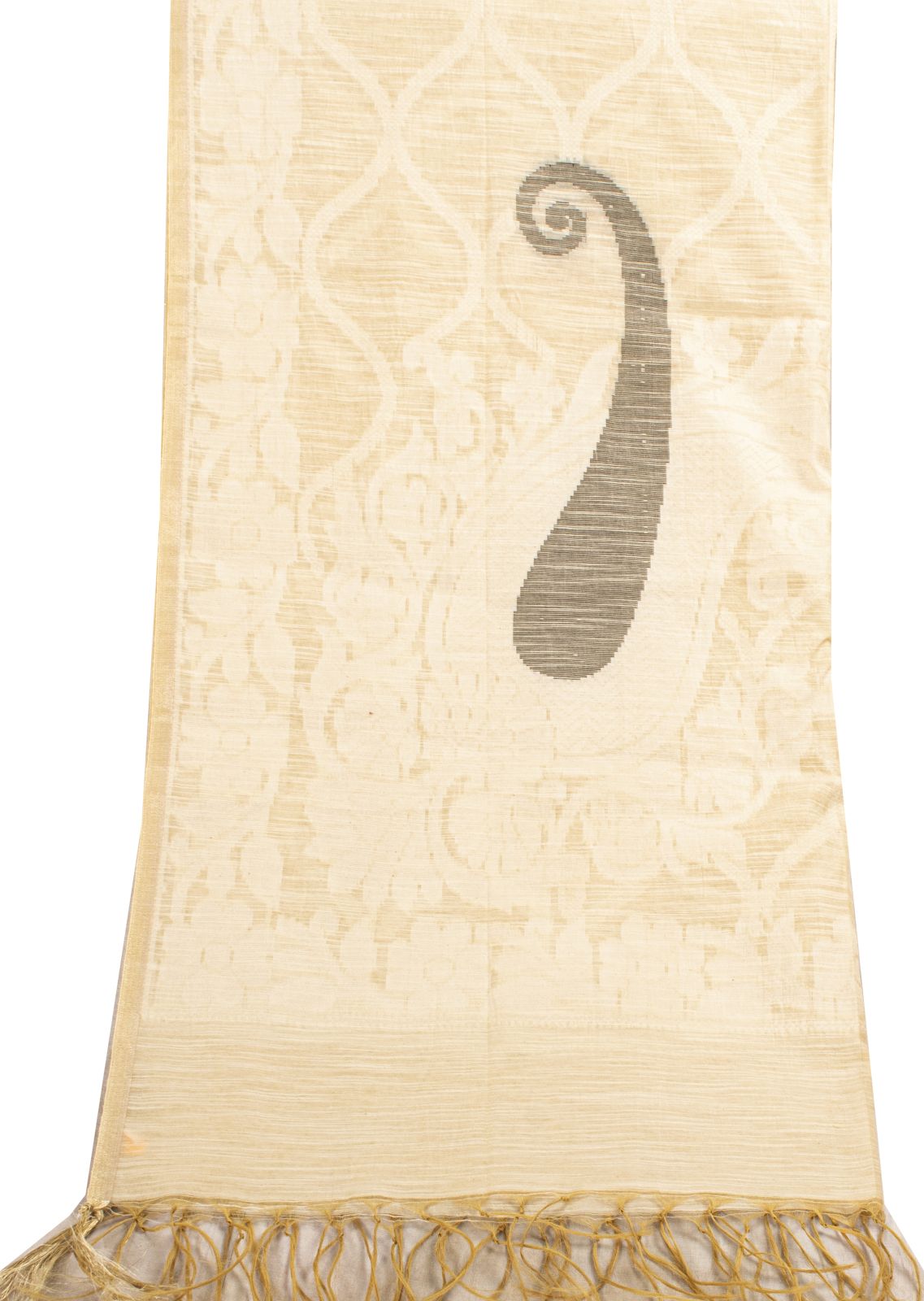 Sanskriti Vintage Dupatta/Stole Off-White Blend Silk Hand Woven Premium SoftVeil