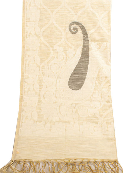 Sanskriti Vintage Dupatta/Stole Off-White Blend Silk Hand Woven Premium SoftVeil