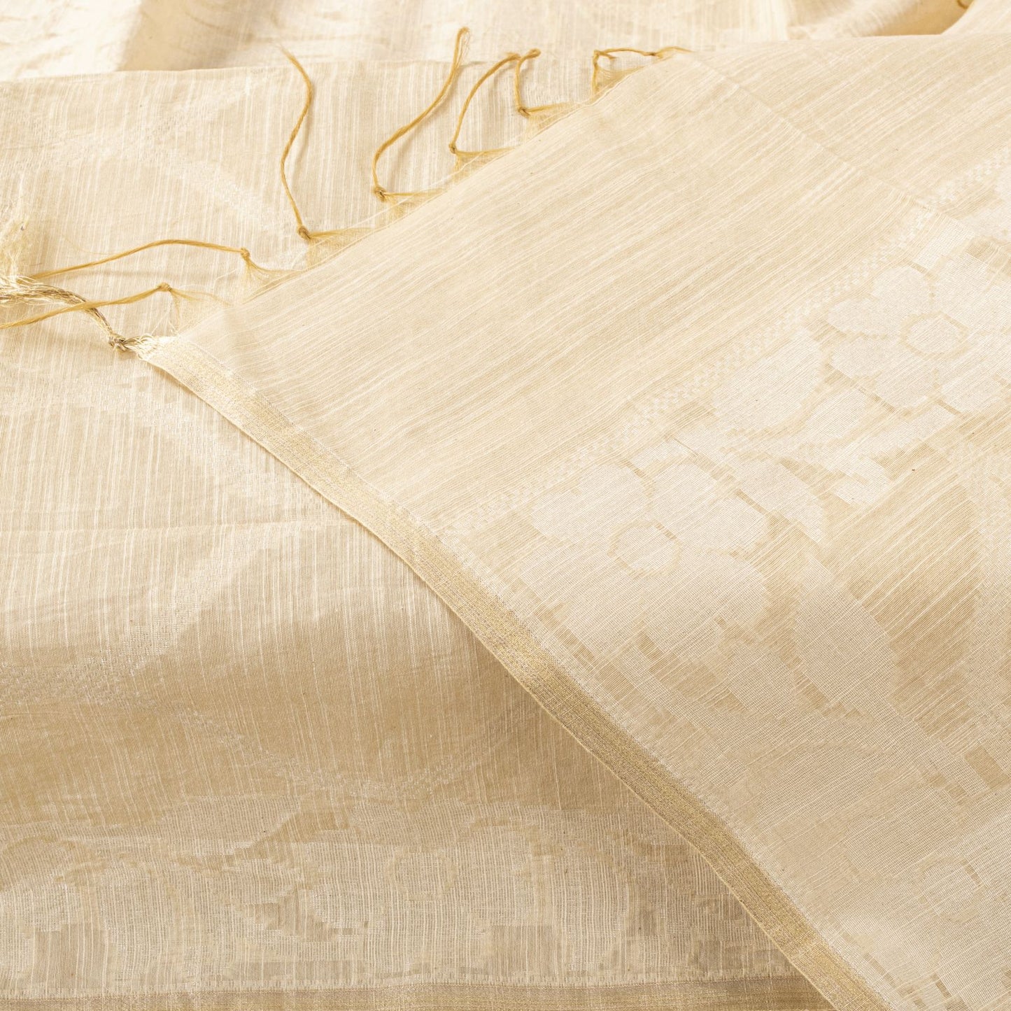 Sanskriti Vintage Dupatta/Stole Off-White Blend Silk Hand Woven Premium SoftVeil