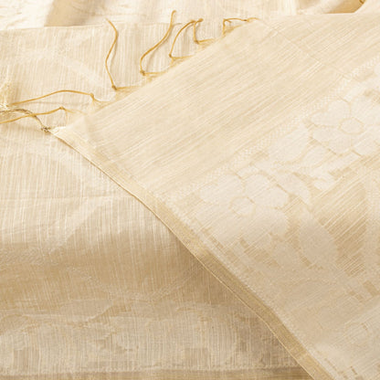 Sanskriti Vintage Dupatta/Stole Off-White Blend Silk Hand Woven Premium SoftVeil