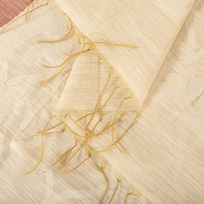 Sanskriti Vintage Dupatta/Stole Off-White Blend Silk Hand Woven Premium SoftVeil
