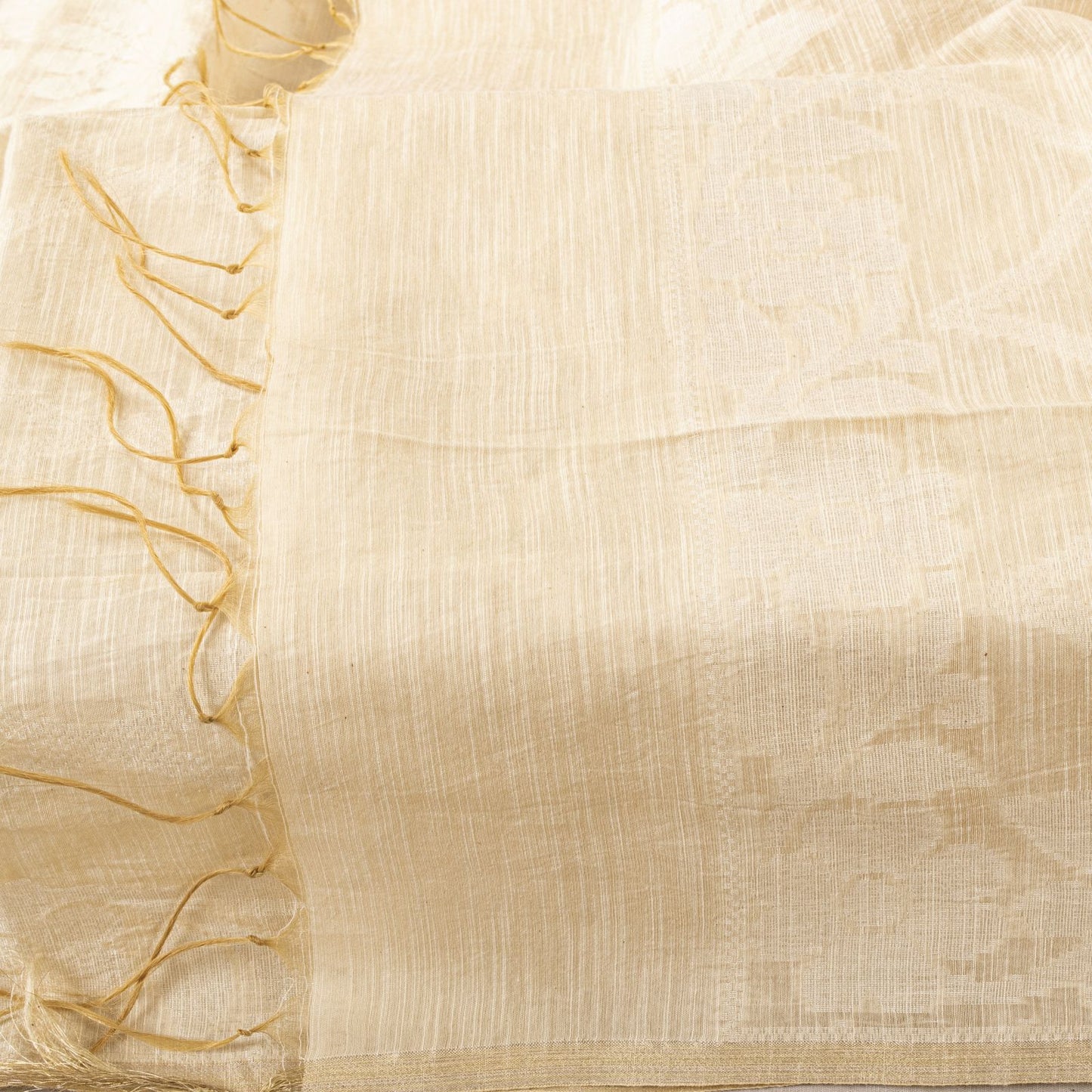 Sanskriti Vintage Dupatta/Stole Off-White Blend Silk Hand Woven Premium SoftVeil