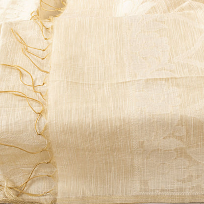 Sanskriti Vintage Dupatta/Stole Off-White Blend Silk Hand Woven Premium SoftVeil