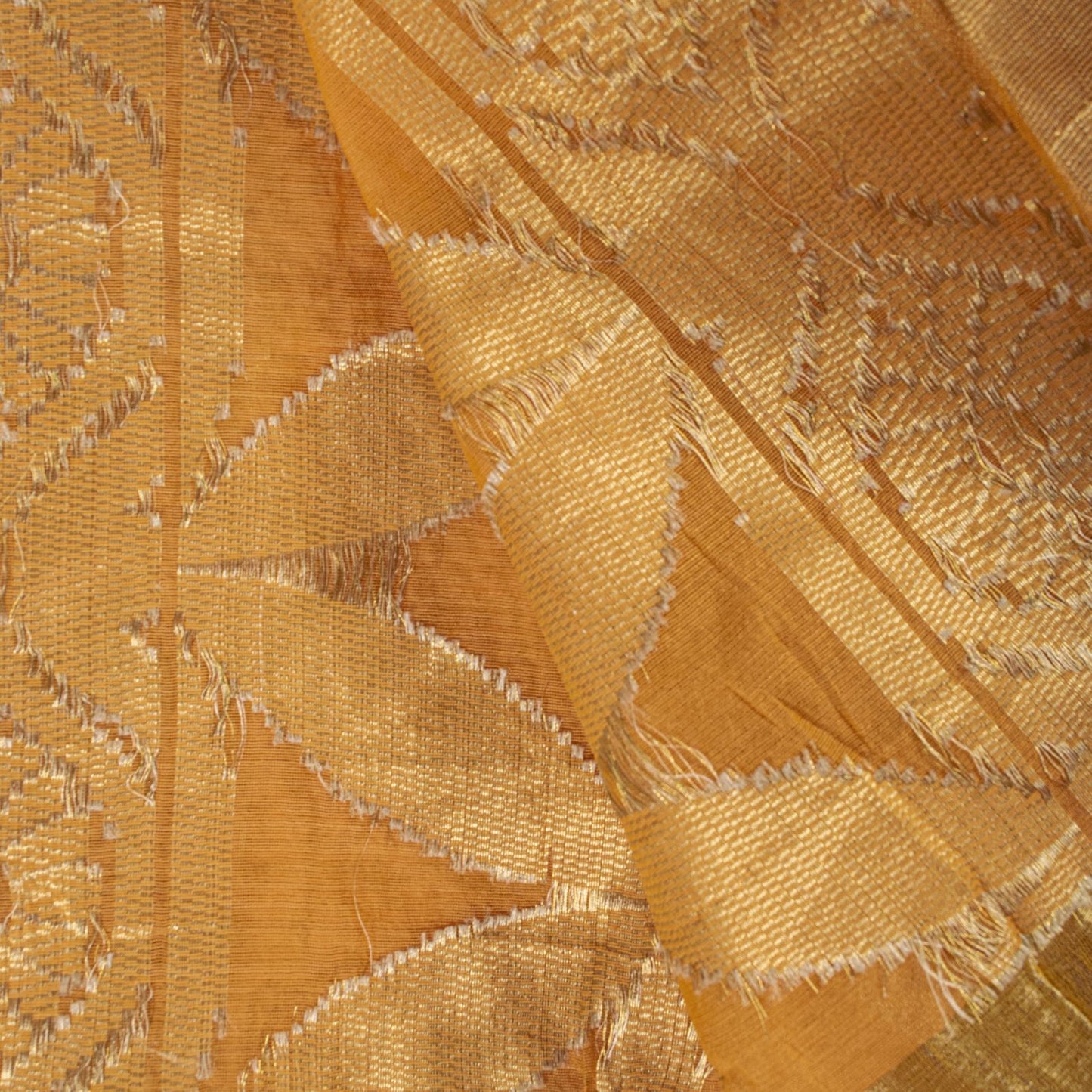 Sanskriti Vintage Dupatta/Stole Yellow Blend Silk Zari Woven Maheshwari SoftVeil