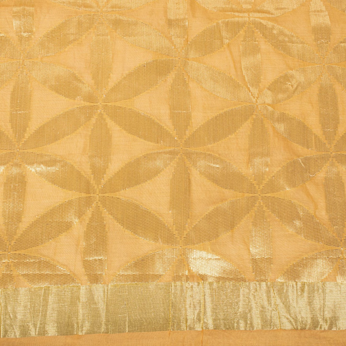 Sanskriti Vintage Dupatta/Stole Yellow Blend Silk Zari Woven Maheshwari SoftVeil