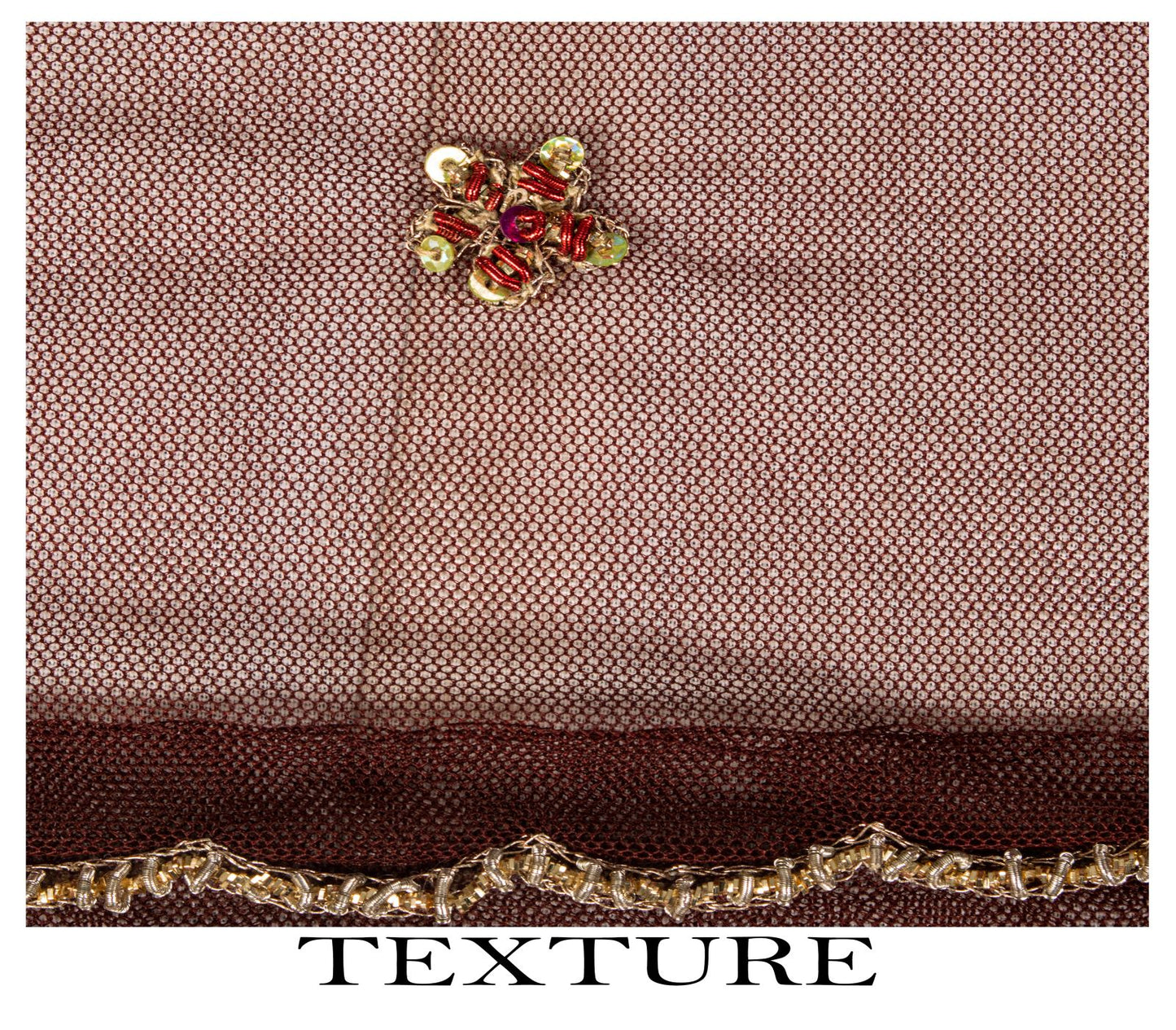 Sanskriti Vintage Dupatta/Stole Brown Net Hand Embroidered Zardozi Wedding Veil