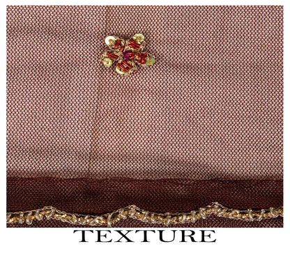 Sanskriti Vintage Dupatta/Stole Brown Net Hand Embroidered Zardozi Wedding Veil
