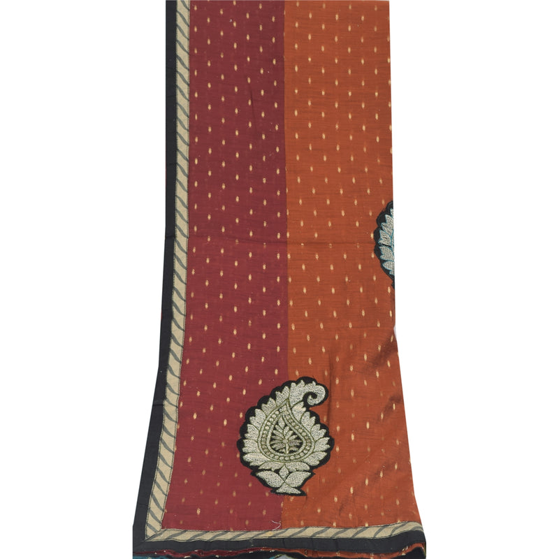 Sanskriti Vintage Art Silk Dupatta: Embroidered Paisley Stole, Woven Multicolor  Indian Heritage Textile Women Traditional Dress