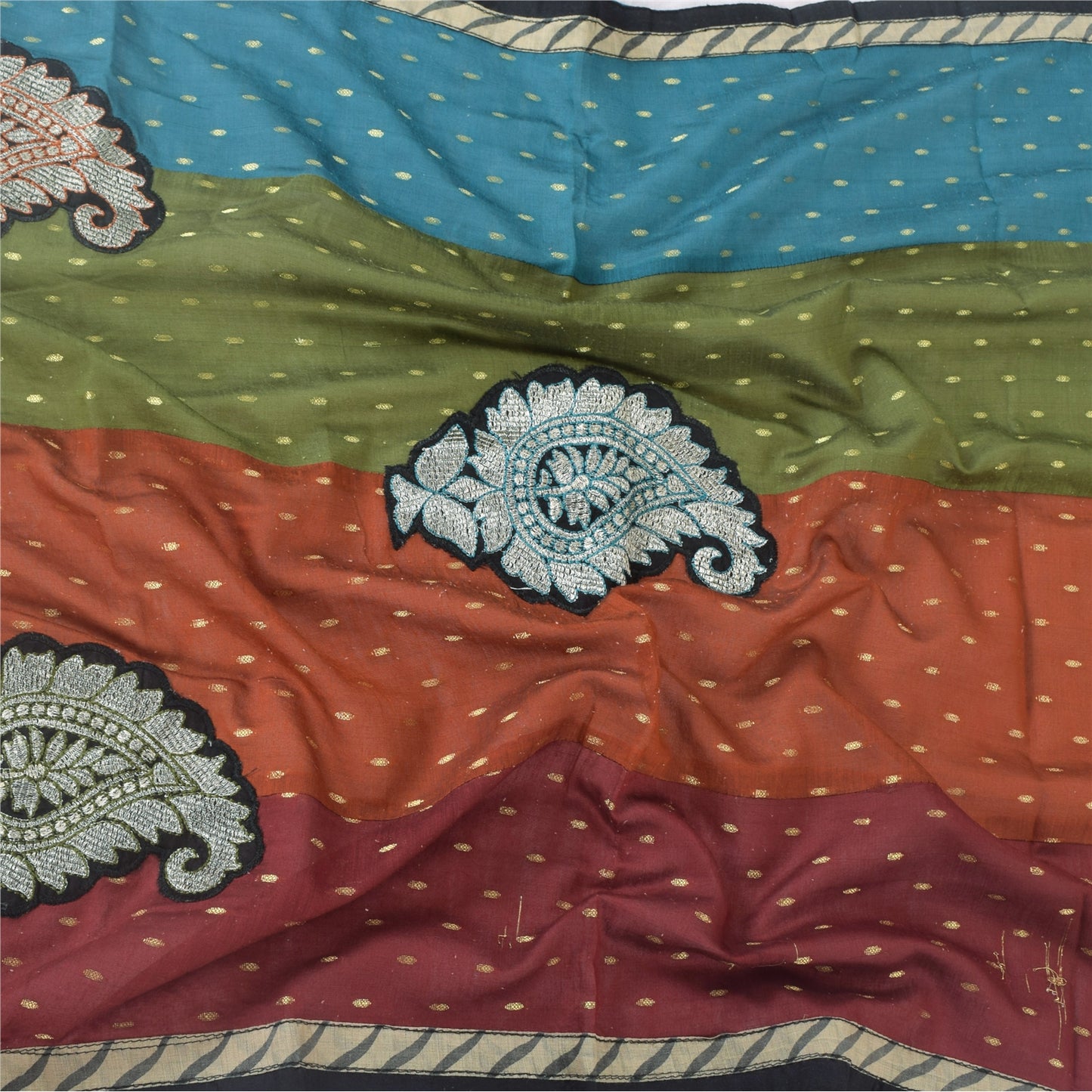 Sanskriti Vintage Art Silk Dupatta: Embroidered Paisley Stole, Woven Multicolor  Indian Heritage Textile Women Traditional Dress