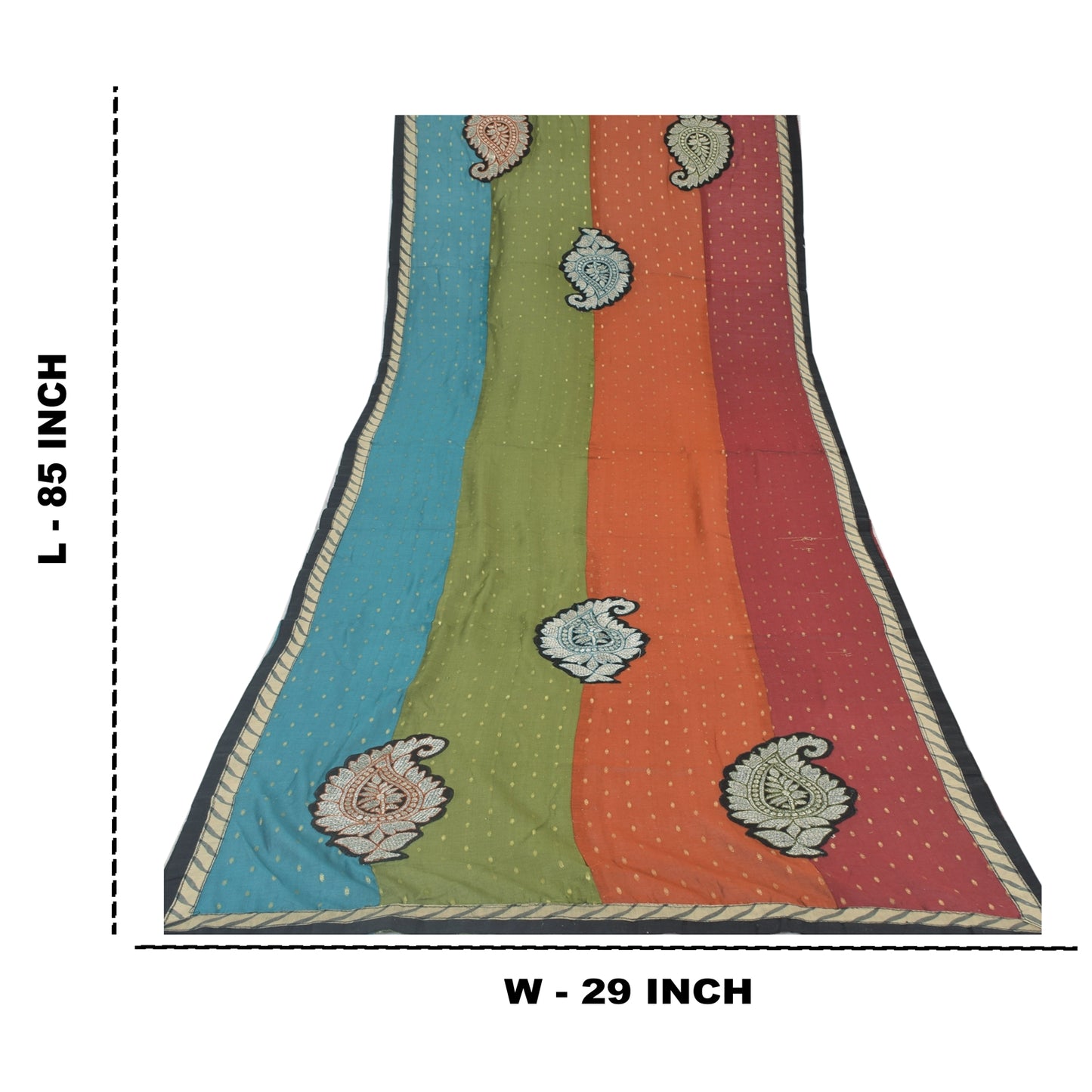 Sanskriti Vintage Art Silk Dupatta: Embroidered Paisley Stole, Woven Multicolor  Indian Heritage Textile Women Traditional Dress