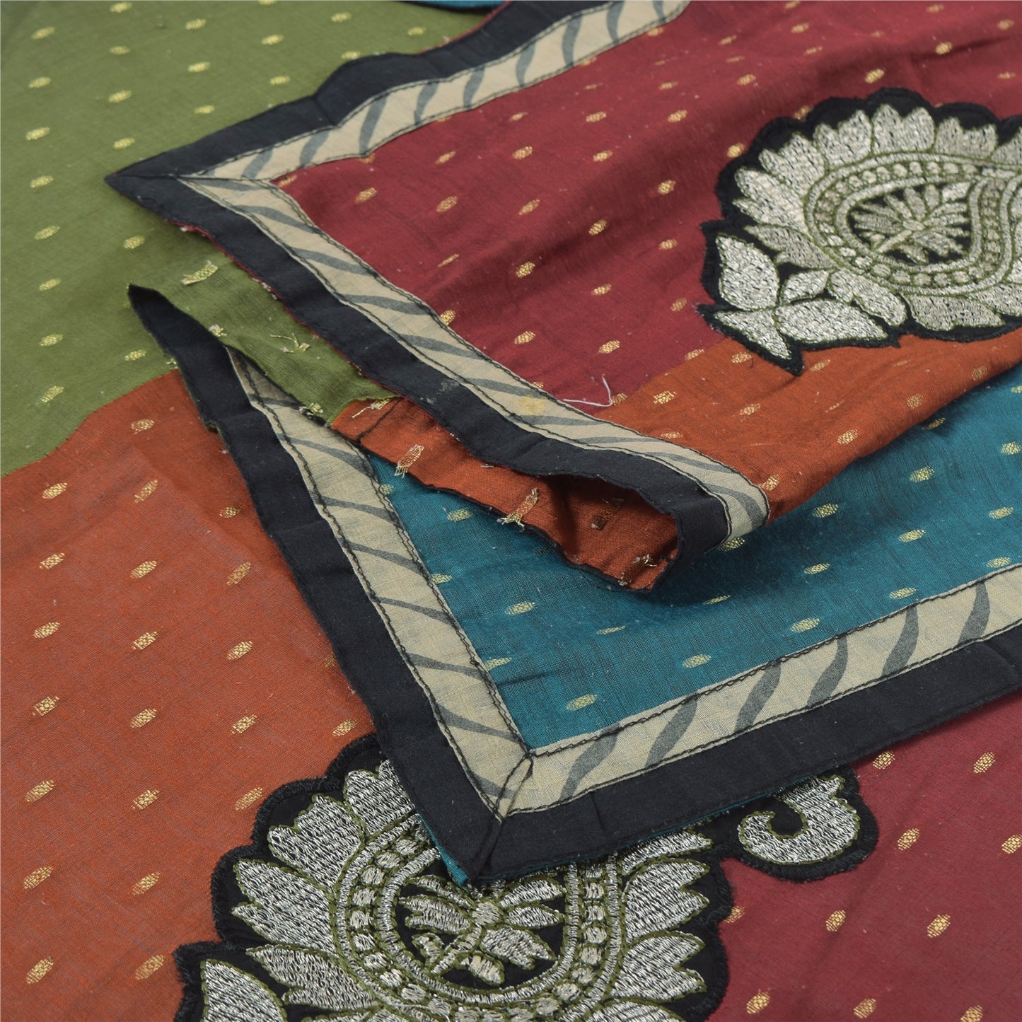 Sanskriti Vintage Art Silk Dupatta: Embroidered Paisley Stole, Woven Multicolor  Indian Heritage Textile Women Traditional Dress