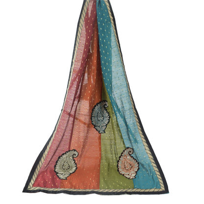 Sanskriti Vintage Art Silk Dupatta: Embroidered Paisley Stole, Woven Multicolor  Indian Heritage Textile Women Traditional Dress